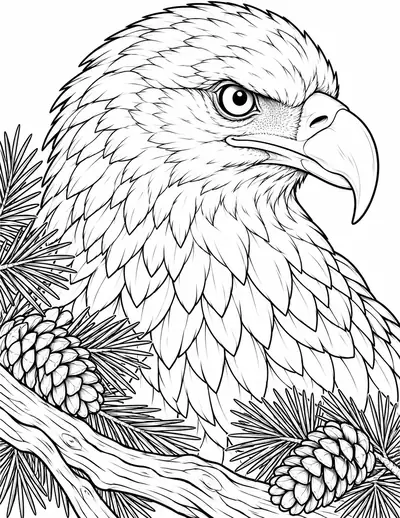Eagle, bird: detailed coloring page