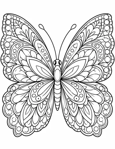 Mandala Butterfly: detailed coloring page