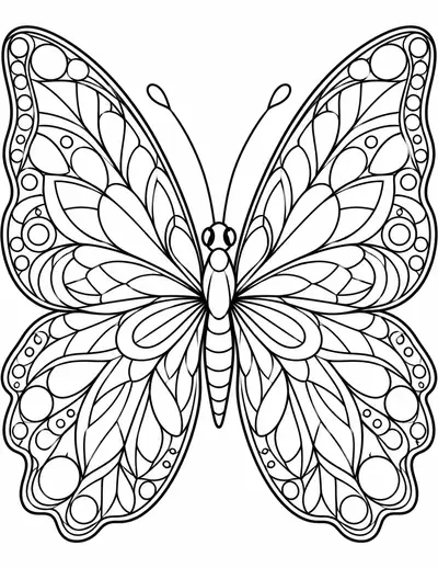 Stained Glass Butterfly: detailed coloring page