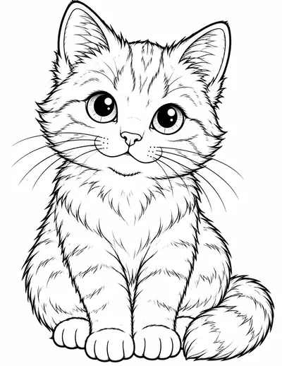 Sitting Kitten, animal: easy coloring page
