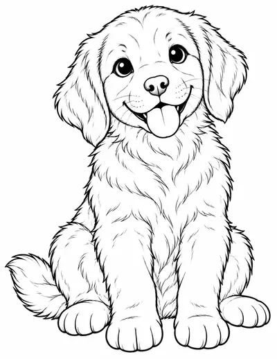 Happy Puppy, animal: easy coloring page