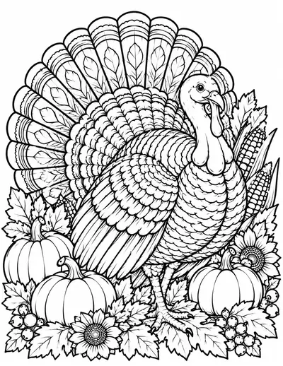 Thanksgiving Turkey Thanksgiving coloring page for adults, detailed