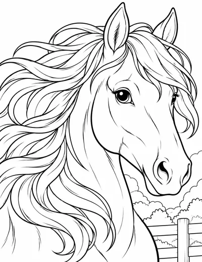 Horse Head, animal: easy coloring page