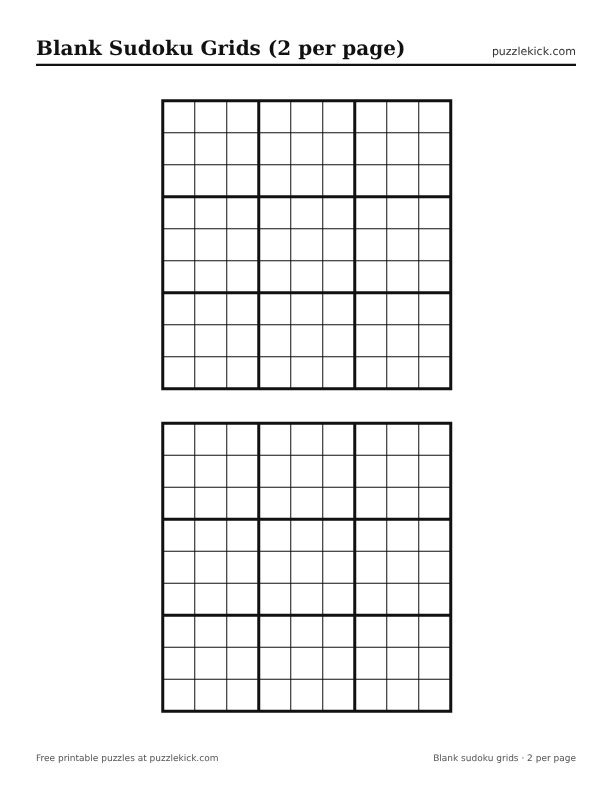 Preview of the 2 grids per page sudoku PDF
