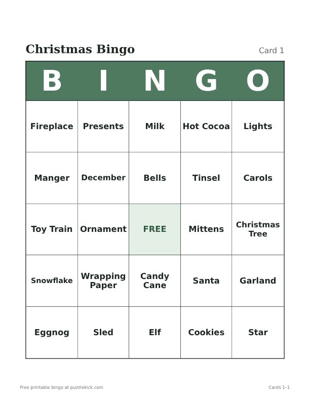 Preview of the christmas bingo