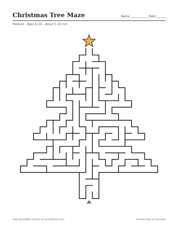 Preview of the Christmas tree maze PDF