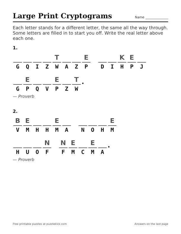 Preview of the large print cryptograms PDF