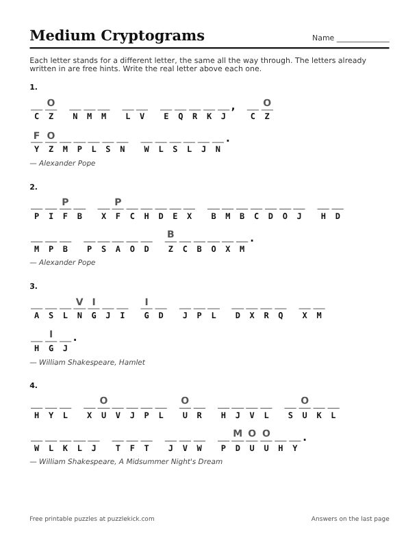 Preview of the medium cryptograms PDF