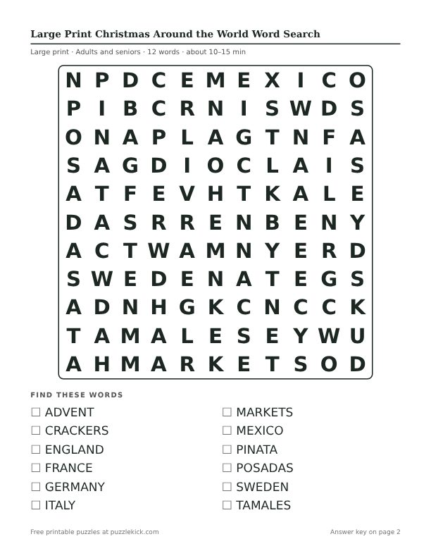 Preview of the large print christmas around the world
