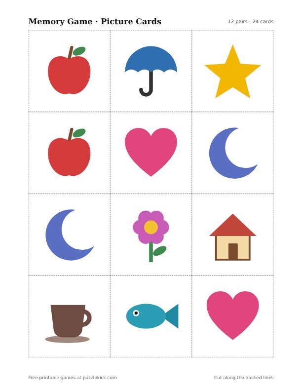 Preview of the printable picture memory cards