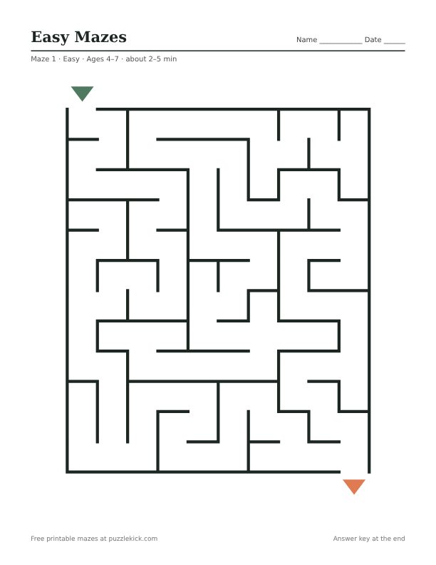 Preview of the Easy mazes · 5 mazes PDF