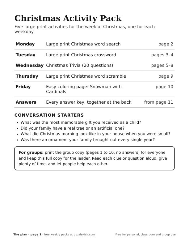 Cover of the Christmas Activity Pack